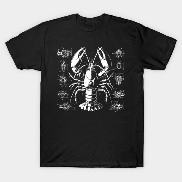 crayfish blueprint design T-Shirt by lkn